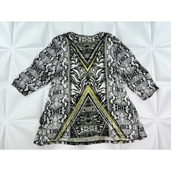 JM Collection Womens Plus Sz 1X Slinky Keyhole Blouse Tunic Swing Top Reptile - Picture 3 of 7